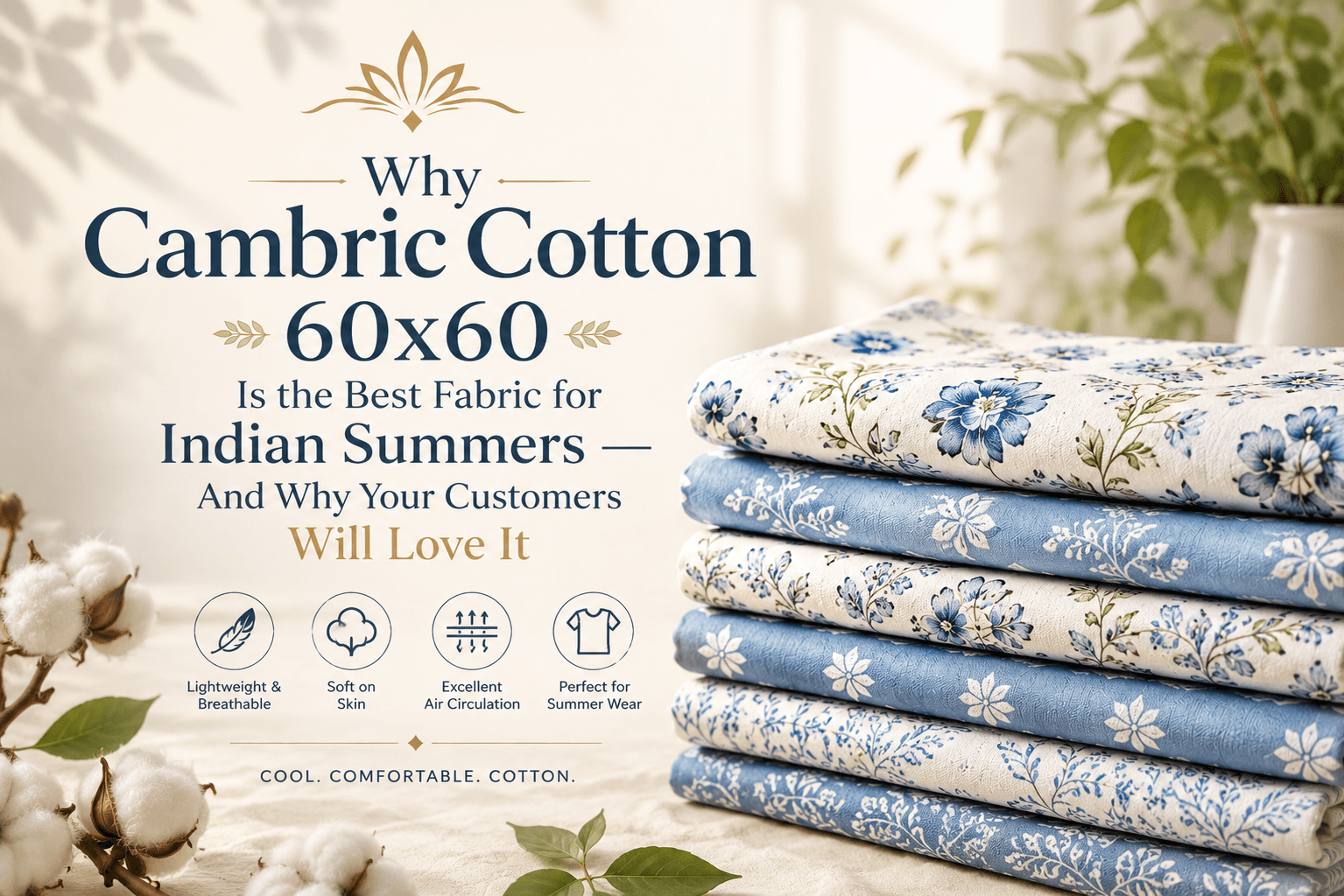 Cambric cotton 60x60.