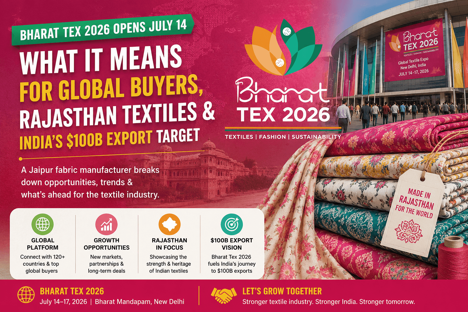 Bharat Tex 2026 Opens in 6 Days — Here Is Everything the Textile World Needs to Know (And What It Means for Jaipur) 1 Bharat Tex 2026