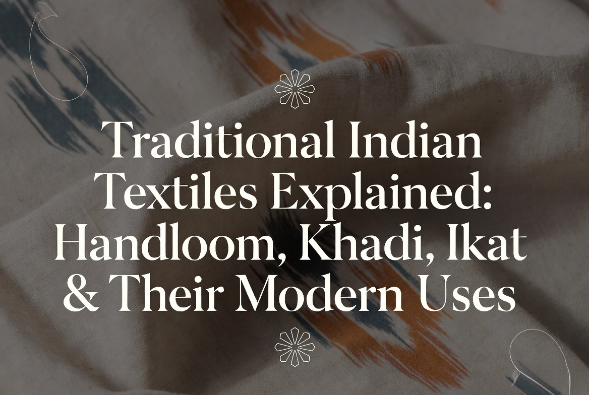 Traditional Indian Textiles Explained: Handloom, Khadi, Ikat & Their Modern Uses 1 Traditional Indian Textiles Explained: Handloom, Khadi, Ikat & Their Modern Uses