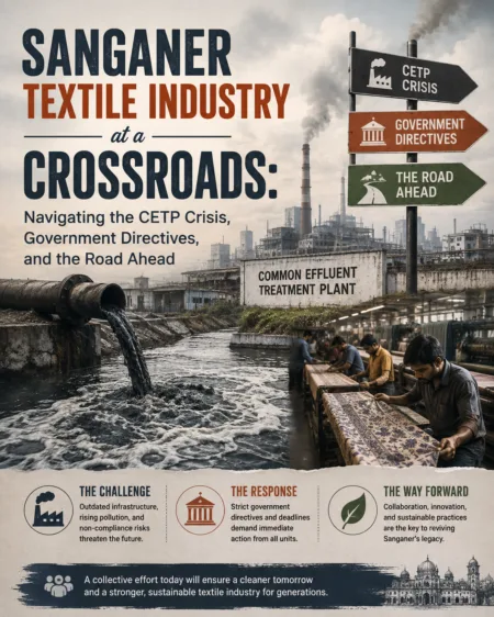 Sanganer Textile Industry at a Crossroads: Navigating the CETP Crisis, Government Directives, and the Road Ahead 2 Sanganer Textile Industry at a Crossroads: Navigating the CETP Crisis, Government Directives, and the Road Ahead